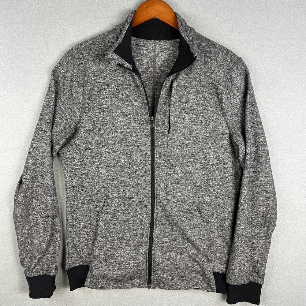 Lululemon City Sweat‎ Fleece Bomber Mens L Heather Gray Full Zip Stretch Active